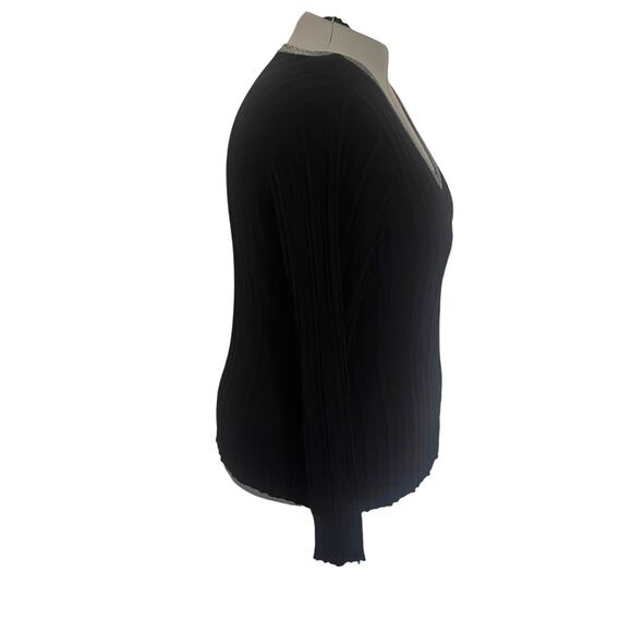 Rebel Wilson Angel Ribbed Sweater Sz 3X Preppy V-Neck Holiday Glitter Metallic - Picture 5 of 12